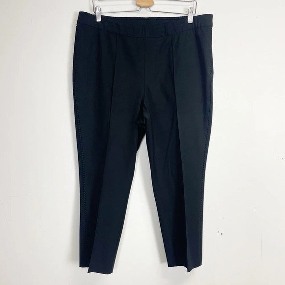 Isaac Mizrahi Live Cropped Pants Womens 18WP Black Scallop Trim - Picture 1 of 13